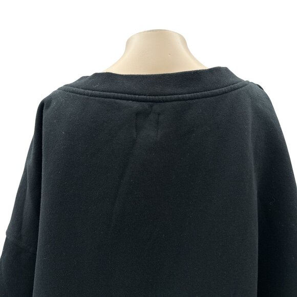 GAP‎ V-Neck Oversized Long Sleeve Pullover Sweatshirt Comfy Black Women's M - Picture 8 of 10